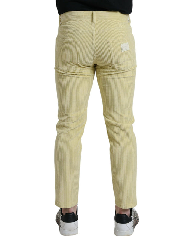 Yellow Corduroy Logo Plaque Skinny Denim Jeans Dolce & Gabbana