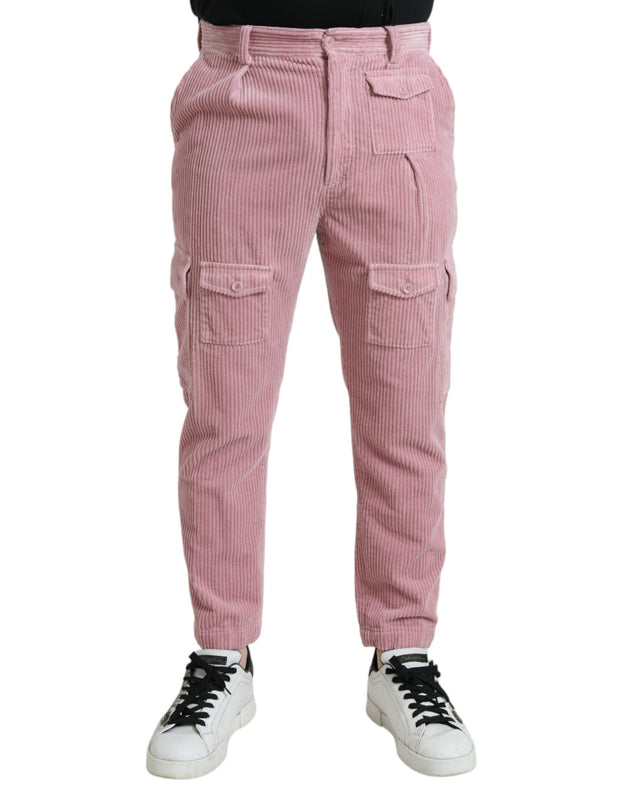 Pink Corduroy Cotton Stretch Skinny Cargo Jeans Dolce & Gabbana