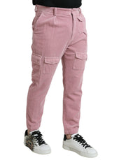 Pink Corduroy Cotton Stretch Skinny Cargo Jeans Dolce & Gabbana