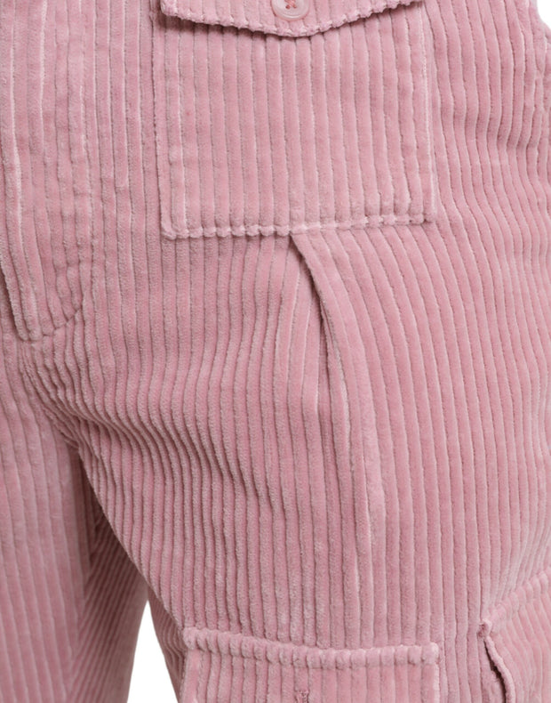 Pink Corduroy Cotton Stretch Skinny Cargo Jeans Dolce & Gabbana