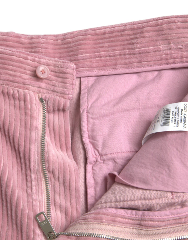 Pink Corduroy Cotton Stretch Skinny Cargo Jeans Dolce & Gabbana