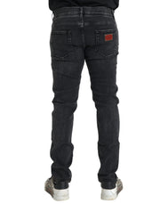 Gray Cotton Stretch Skinny Denim Logo Jeans Dolce & Gabbana