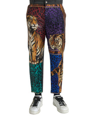 Multicolor Tiger Leopard Cotton Loose Tapered Pants Dolce & Gabbana