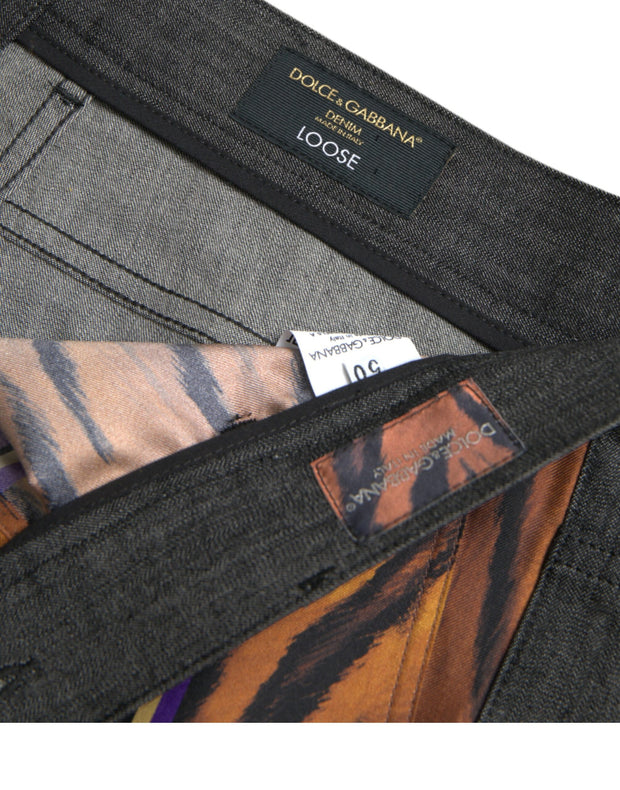 Multicolor Tiger Leopard Cotton Loose Tapered Pants Dolce & Gabbana