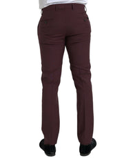 Maroon Wool Men Slim Fit Dress Pants Dolce & Gabbana