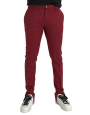 Red Wool Men Slim Fit Dress Pants Dolce & Gabbana