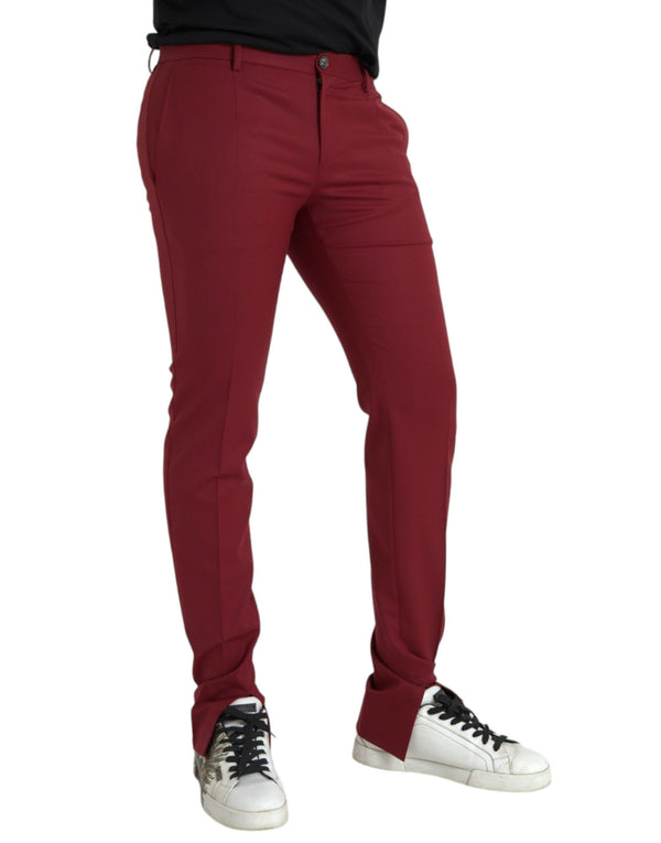 Red Wool Men Slim Fit Dress Pants Dolce & Gabbana