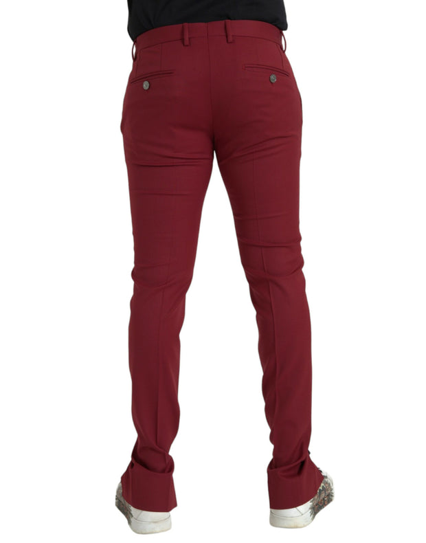 Red Wool Men Slim Fit Dress Pants Dolce & Gabbana