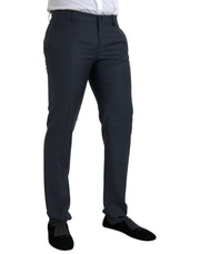 Blue Wool Men Skinny Dress Pants Dolce & Gabbana