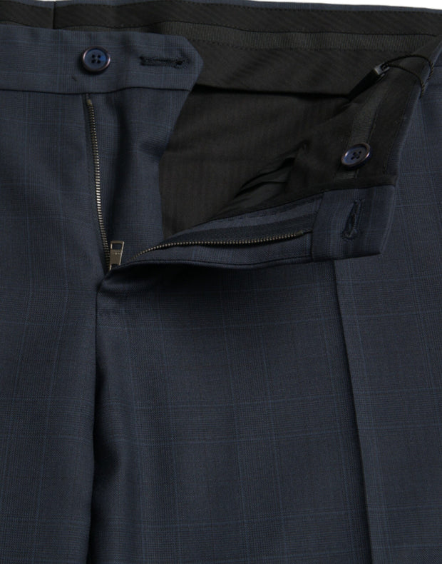 Blue Wool Men Skinny Dress Pants Dolce & Gabbana