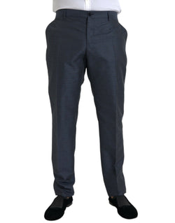 Blue Wool Men Skinny Dress Pants Dolce & Gabbana