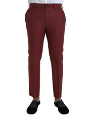 Maroon Wool Men Skinny Dress Pants Dolce & Gabbana