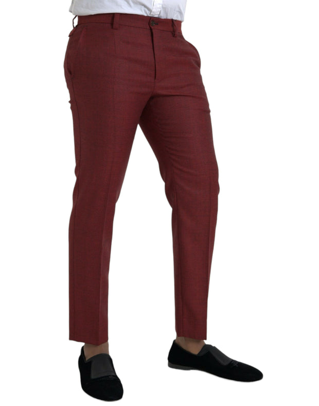 Maroon Wool Men Skinny Dress Pants Dolce & Gabbana