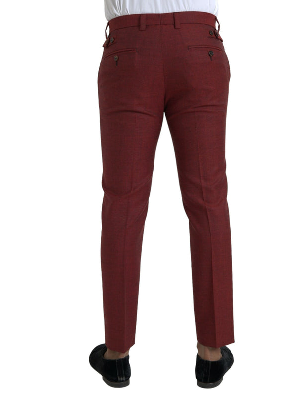 Maroon Wool Men Skinny Dress Pants Dolce & Gabbana