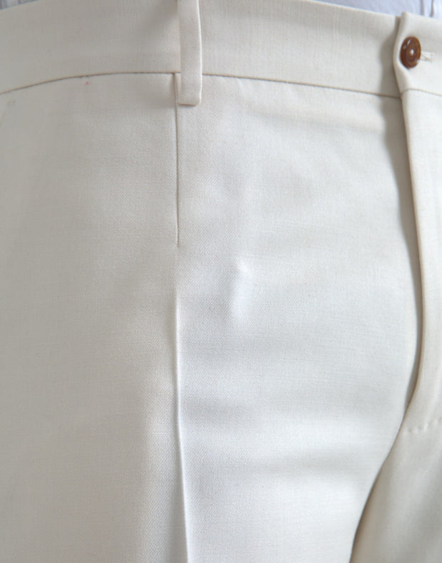 White Wool Wide Leg Mid Waist Pants Dolce & Gabbana