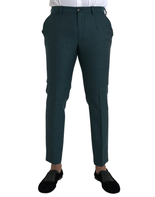 Green Wool Skinny Slim Dress Pants Dolce & Gabbana