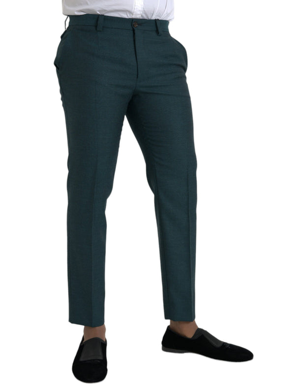 Green Wool Skinny Slim Dress Pants Dolce & Gabbana