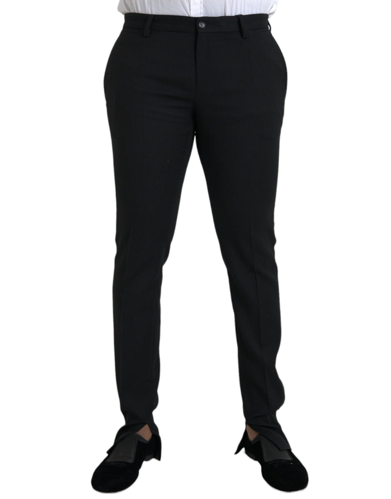 Black Wool Stretch Men Skinny Pants Dolce & Gabbana