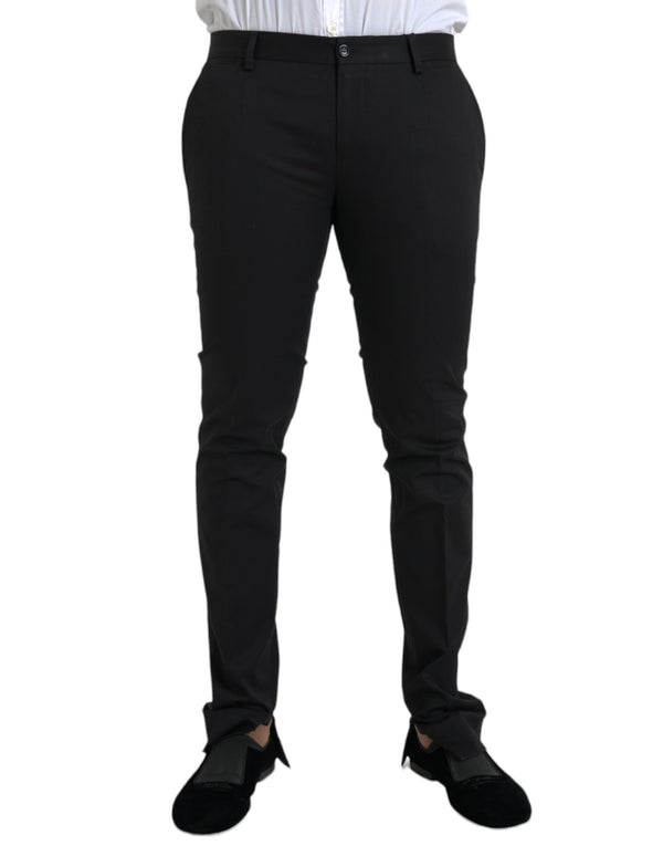 Black Cotton Stretch Skinny Dress Pants Dolce & Gabbana