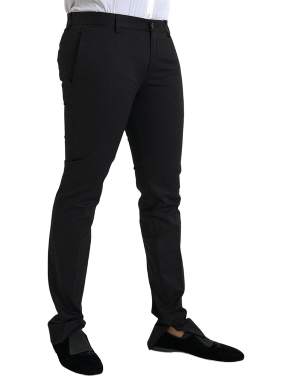 Black Cotton Stretch Skinny Dress Pants Dolce & Gabbana