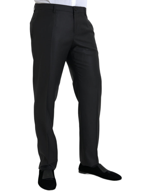 Black Wool Silk Skinny Dress Pants Dolce & Gabbana