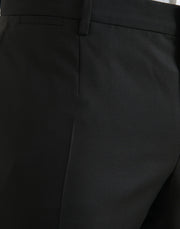 Black Wool Silk Skinny Dress Pants Dolce & Gabbana