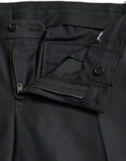 Black Wool Silk Skinny Dress Pants Dolce & Gabbana