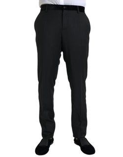 Black Silk Men Skinny Dress Pants Dolce & Gabbana