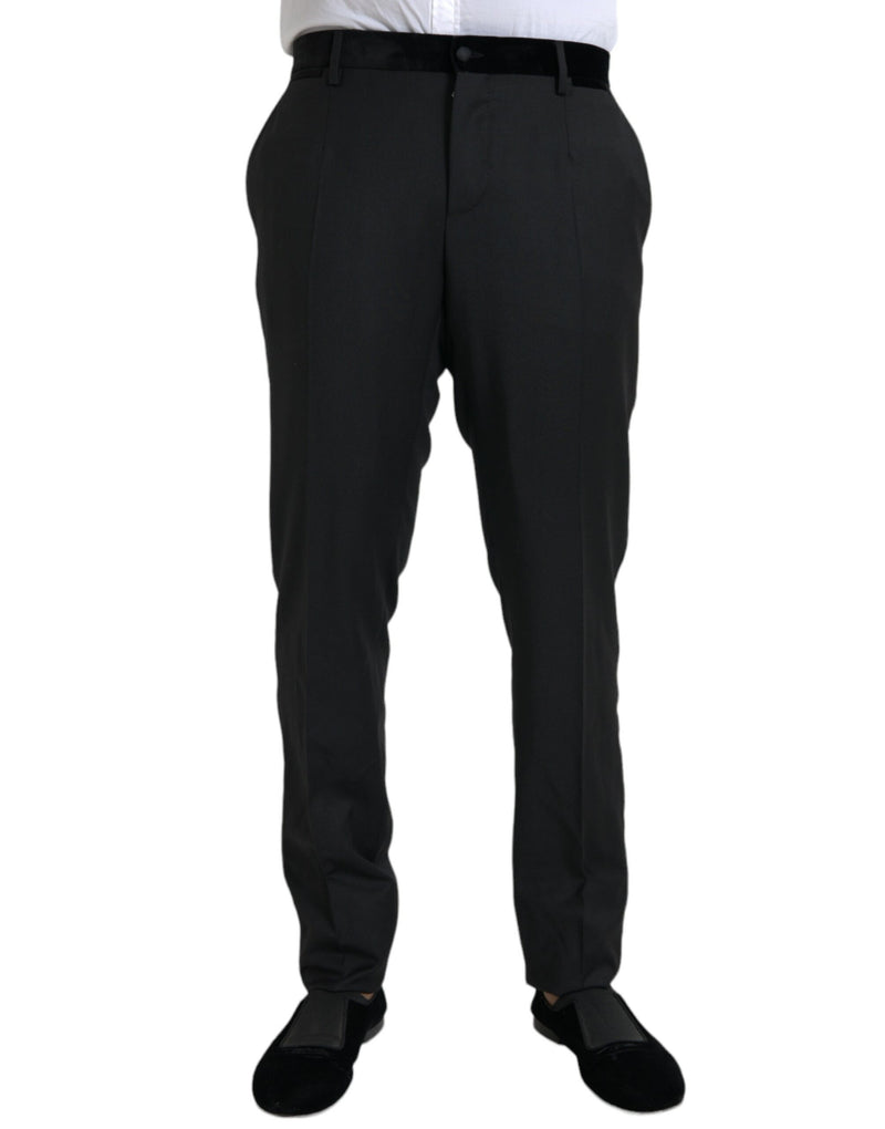 Black Silk Men Skinny Dress Pants Dolce & Gabbana