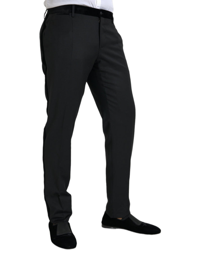 Black Silk Men Skinny Dress Pants Dolce & Gabbana