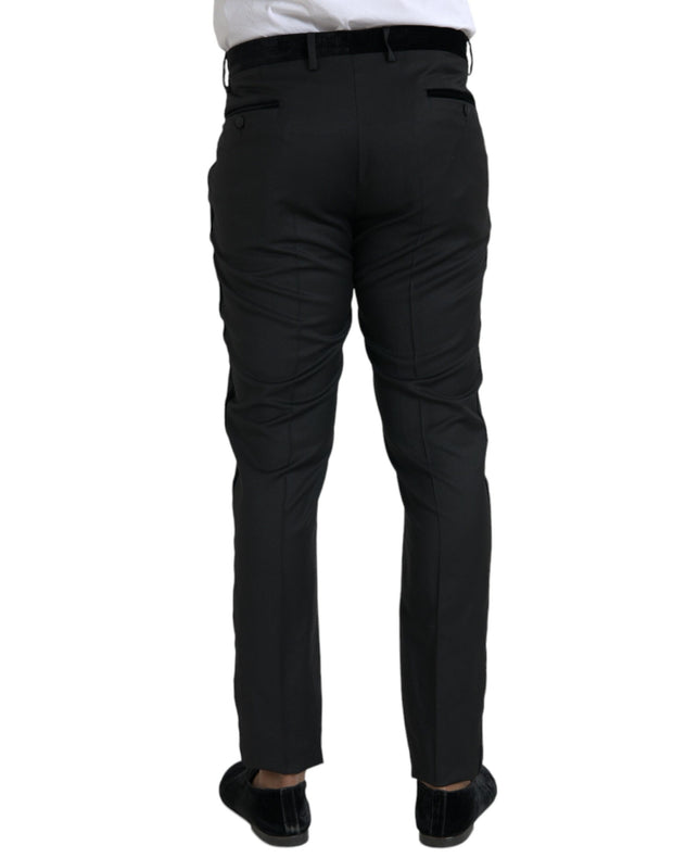 Black Silk Men Skinny Dress Pants Dolce & Gabbana