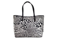 Carter Large Black Animal Print PVC Open Tote Shoulder Purse Bag Michael Kors