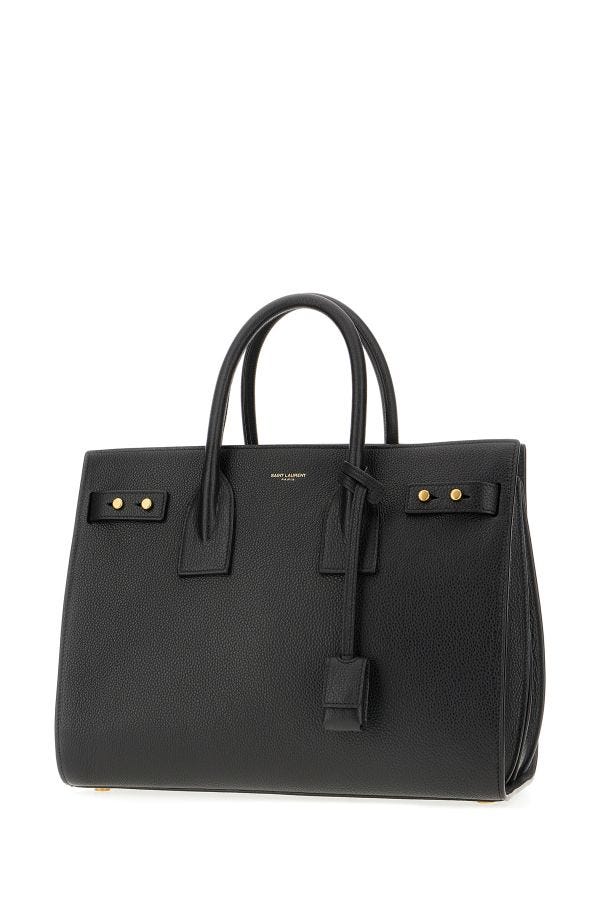 Black Calf Leather Sac De Jour Handbag Saint Laurent