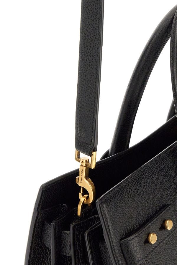 Black Calf Leather Sac De Jour Handbag Saint Laurent