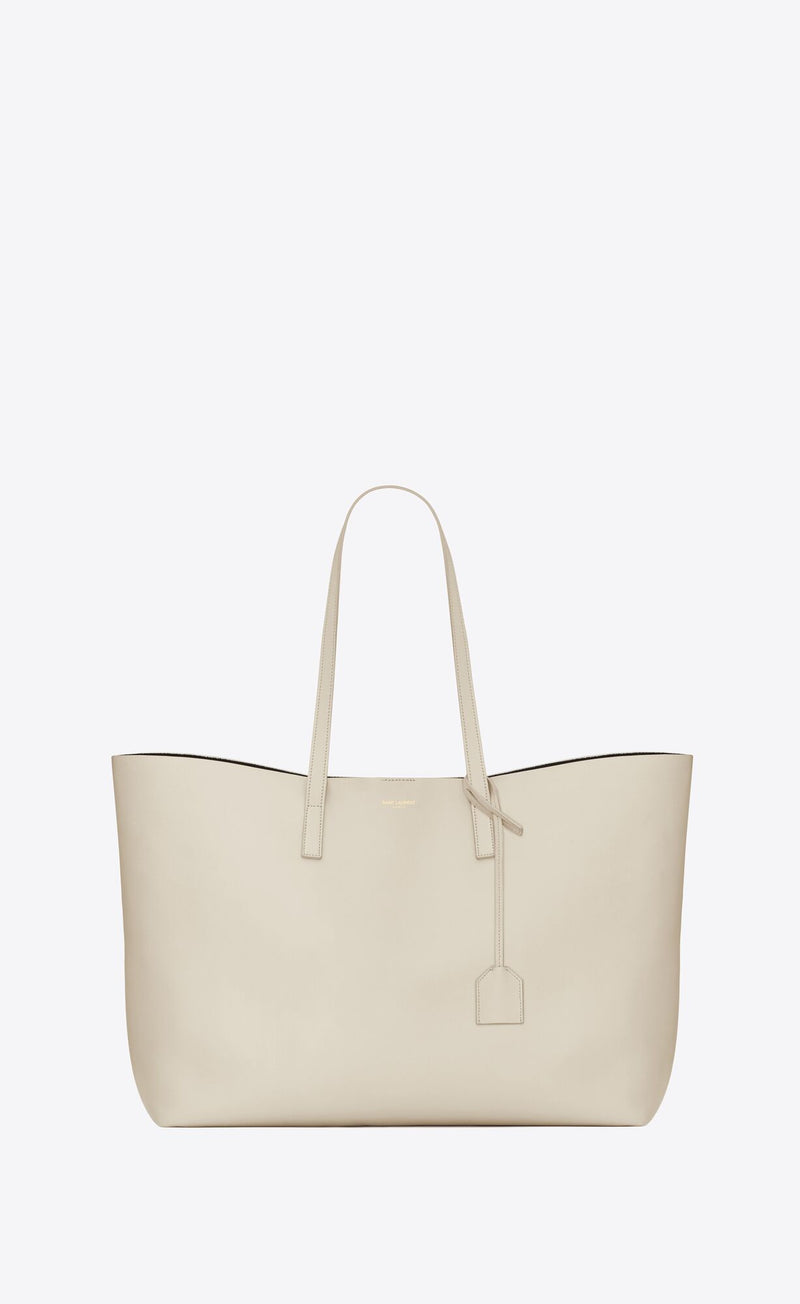 White Calf Leather Tote Shoulder Bag Saint Laurent