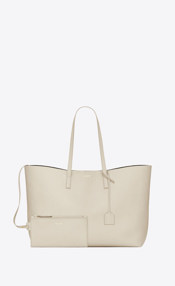 White Calf Leather Tote Shoulder Bag Saint Laurent