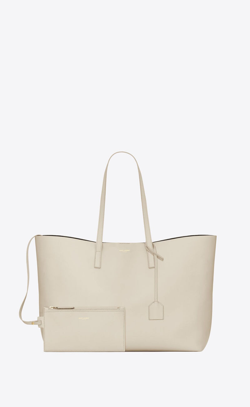 White Calf Leather Tote Shoulder Bag Saint Laurent