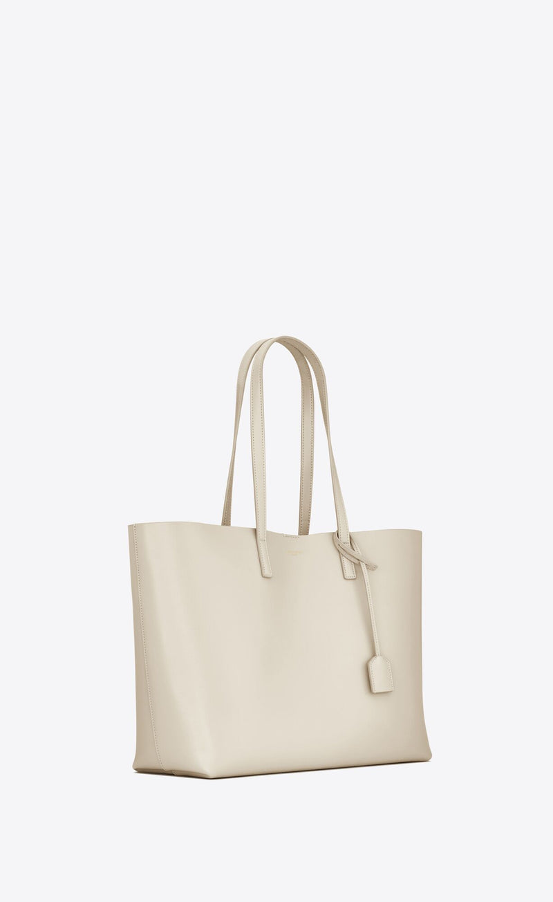 White Calf Leather Tote Shoulder Bag Saint Laurent