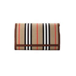 Hannah Icon Stripe Archive Tan E-Canvas Leather Wallet Crossbody Bag Burberry