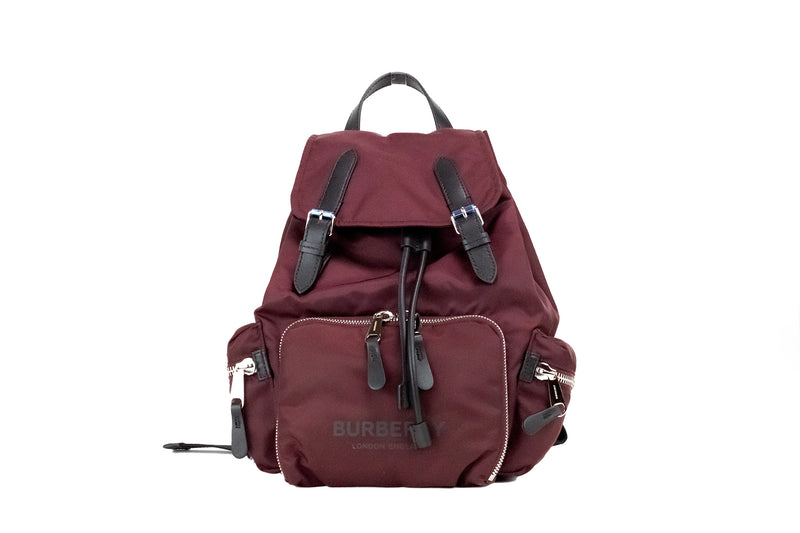 Medium Burgundy Econyl Nylon Rucksack Drawstring Backpack Bookbag Burberry