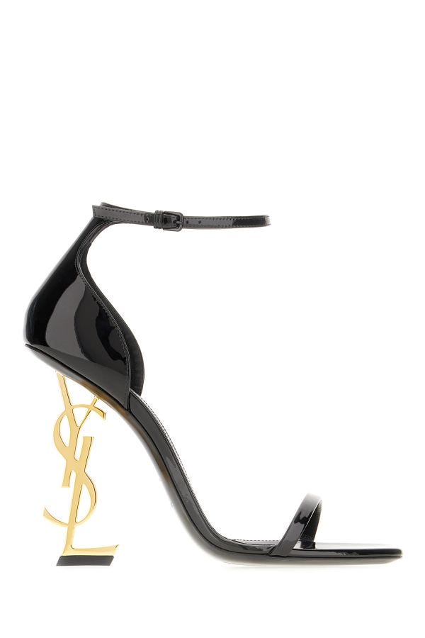 Black Calf Leather Opyum Sandals Saint Laurent