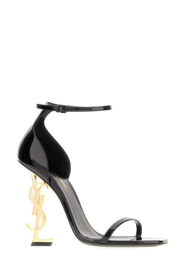 Black Calf Leather Opyum Sandals Saint Laurent