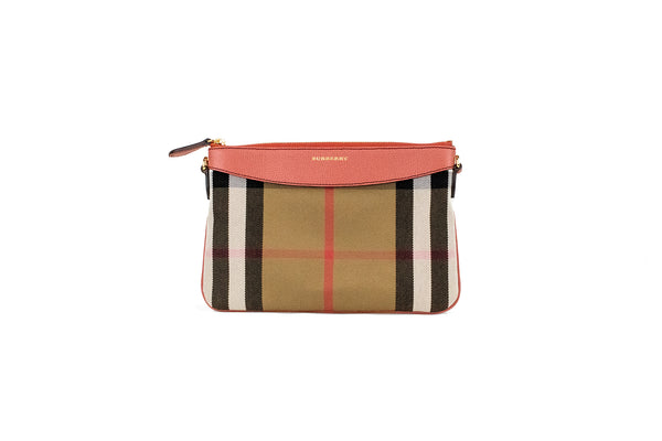 Peyton House Check Derby Cinnamon Red Grain Leather Pouch Crossbody Bag