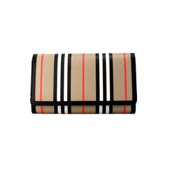 Hannah Icon Stripe Archive Black E-Canvas Leather Wallet Crossbody Bag Burberry