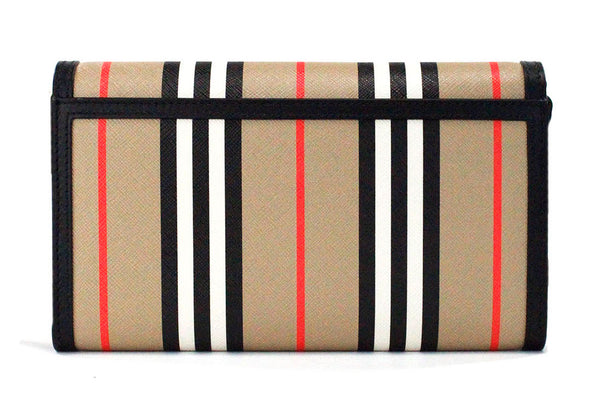 Hannah Icon Stripe Archive Black E-Canvas Leather Wallet Crossbody Bag Burberry