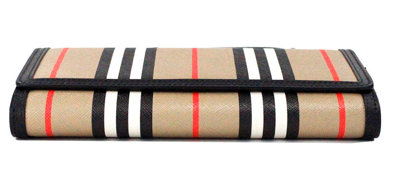 Hannah Icon Stripe Archive Black E-Canvas Leather Wallet Crossbody Bag Burberry