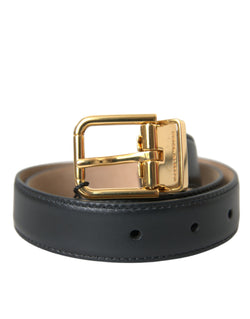 Black Leather Gold Metal Buckle Belt Men Dolce & Gabbana