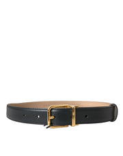 Black Leather Gold Metal Buckle Belt Men Dolce & Gabbana