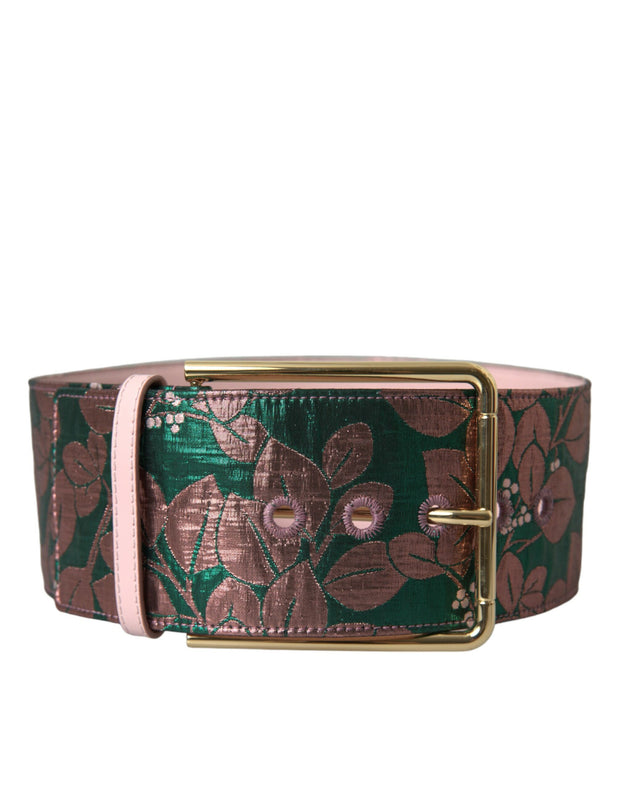 Multicolor Floral Jacquard Lurex Gold Buckle Belt Dolce & Gabbana