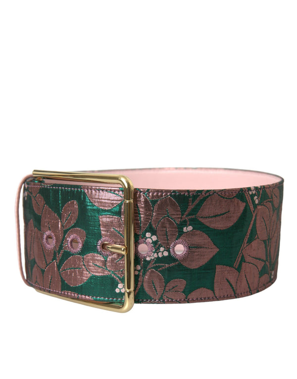 Multicolor Floral Jacquard Lurex Gold Buckle Belt Dolce & Gabbana